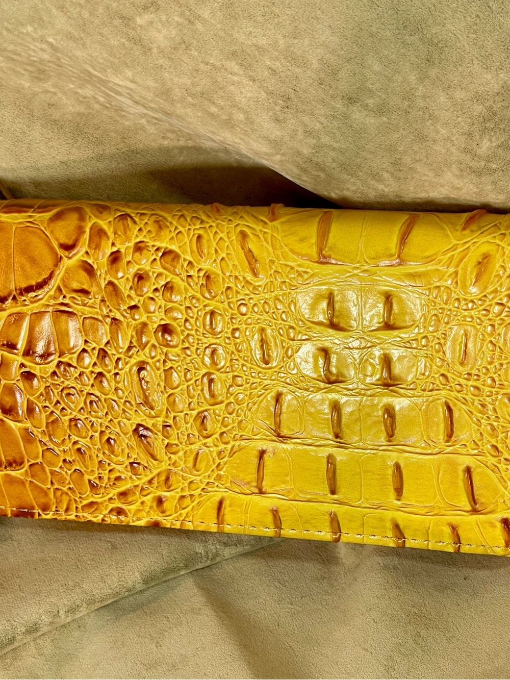 Yellow Croc-Embossed Women’s Wallet Clutch
